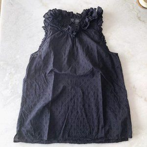J Crew Parquet Swiss Dot Ruffle Top (black) sleeveless blouse / shirt (size 6)
